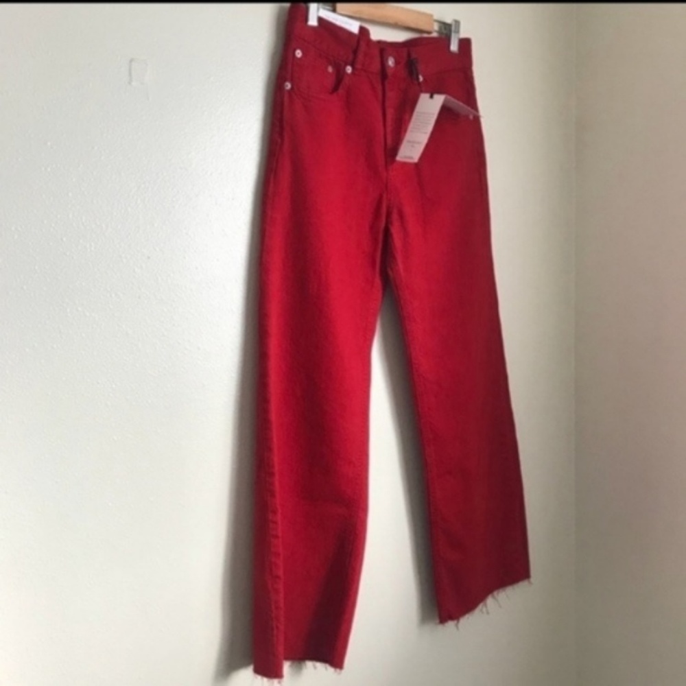 New Zara Woman Premium Denim Red Culottes - Picture 3 of 6